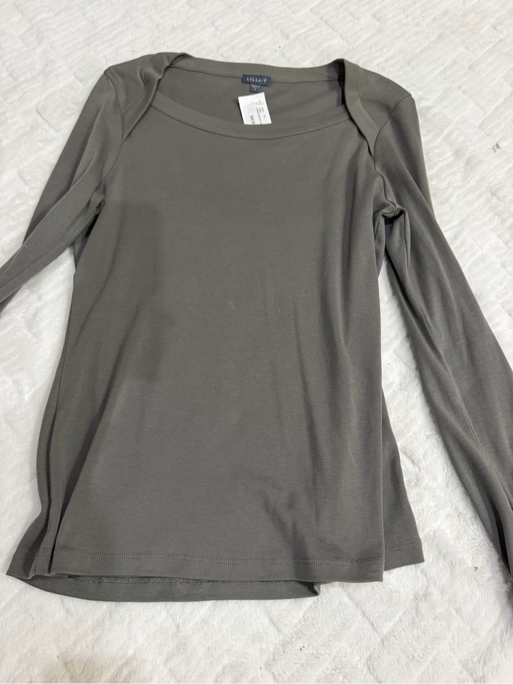 Lilla P Women's Long-Sleeve Scoop Neck Top — Gray
